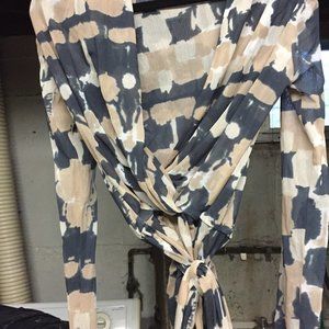 Sweet Paa Sheer Plunging V neck long sleeve blouse